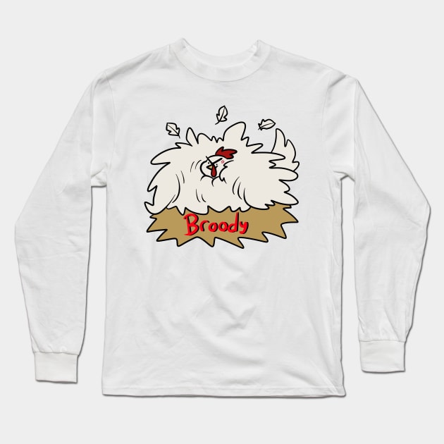 Broody Mother Hen Chicken Long Sleeve T-Shirt by saradaboru